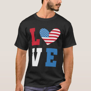 Camiseta 4 De Julio Amor Azul Blanco Rojo Amor Independenci