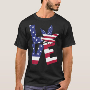 Camiseta 4 De Julio Amor Weed Bandera Patriótica Estadounid