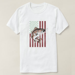 Camiseta 4 de julio Angler Tee EEUU Pescador bandera T-Shir