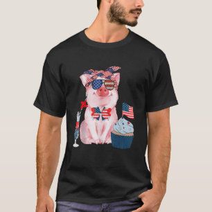 Camiseta 4 De Julio Animales De Granja Porcina Bandera Esta
