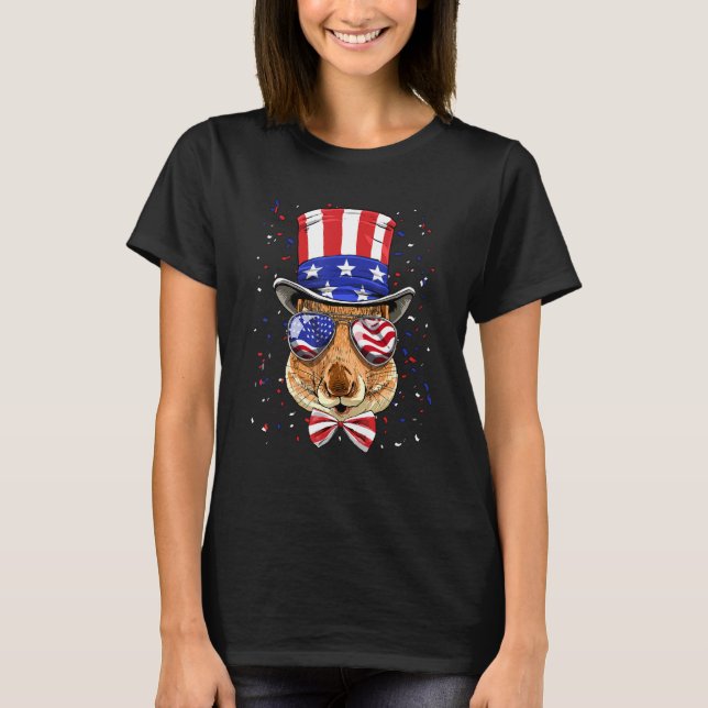 Camiseta 4 de Julio Ardilla Patriótica Americana USA Bander (Anverso)