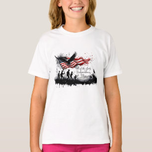 Camiseta 4 de julio Arte Patriótico con bandera y soldados
