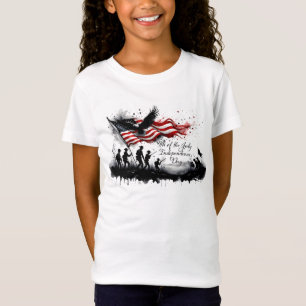 Camiseta 4 de julio Arte Patriótico con bandera y soldados