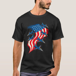 Camiseta 4 De Julio Avión De Combate Rojo Azul Blanco Ameri