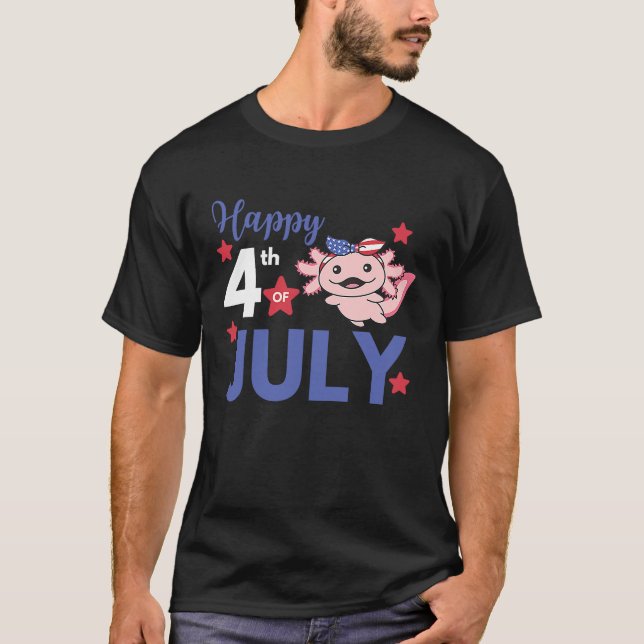 Camiseta 4 De Julio Axolotl Estadounidense Para Niños Cute  (Anverso)