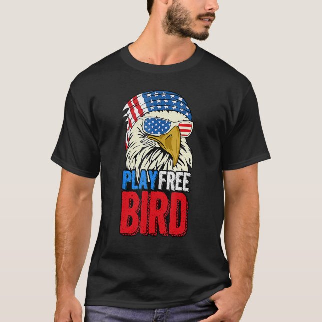 Camiseta 4 De Julio Bandera Americana Bald Eagle Mullet Pla (Anverso)