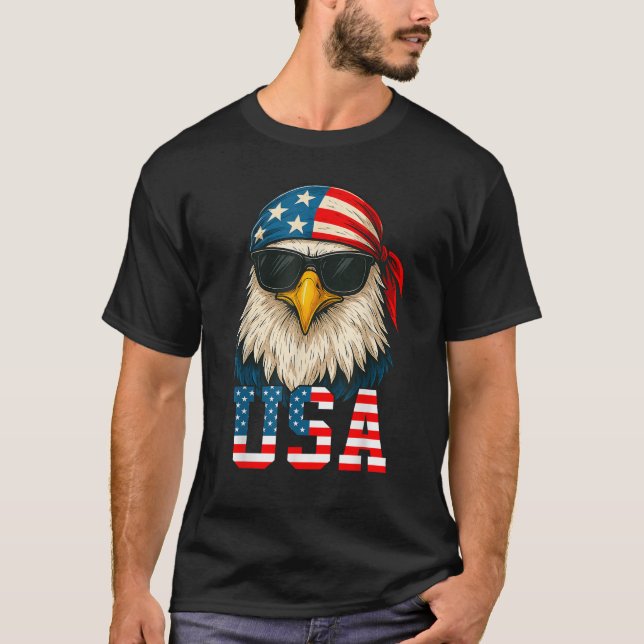 Camiseta 4 de julio Bandera Americana Bald Eagle Patriotic (Anverso)