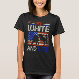 Camiseta 4 de julio Bandera Americana Bovinos Vaca Rojo bla