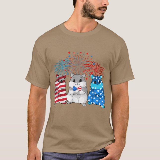 Camiseta 4 de julio Bandera Americana Feliz Cerdo de Guinea (Anverso)