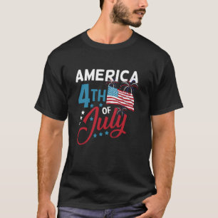 Camiseta 4 de julio Bandera Americana fuegos artificiales E