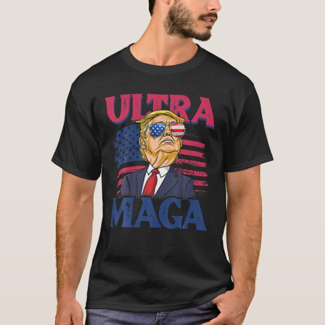 Camiseta 4 De Julio Bandera Americana, Gran Rey Ultra Maga, (Anverso)
