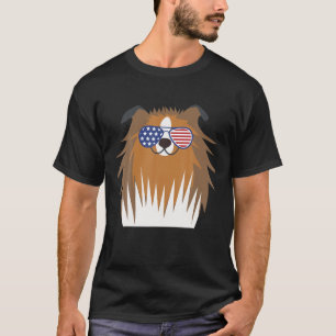Camiseta 4 de julio Bandera Americana Sheltie Cute Patriót