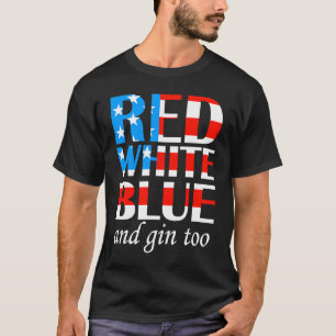 Camiseta 4 de Julio Bandera de EE. UU. Verano Beber Gin