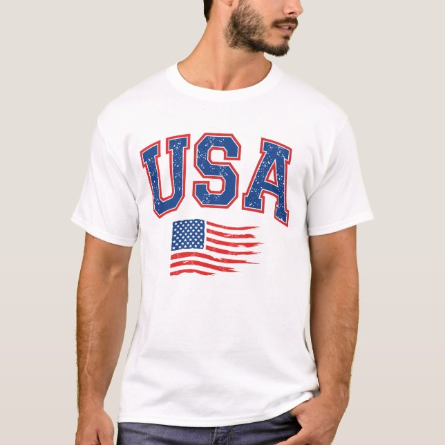 Camiseta 4 De Julio Bandera Estadounidense (Anverso)