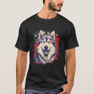 Camiseta 4 De Julio Bandera Estadounidense Alaskan Malamute