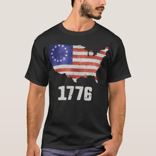 Camiseta 4 De Julio Bandera Estadounidense Betsy Ross 1776  (Anverso)