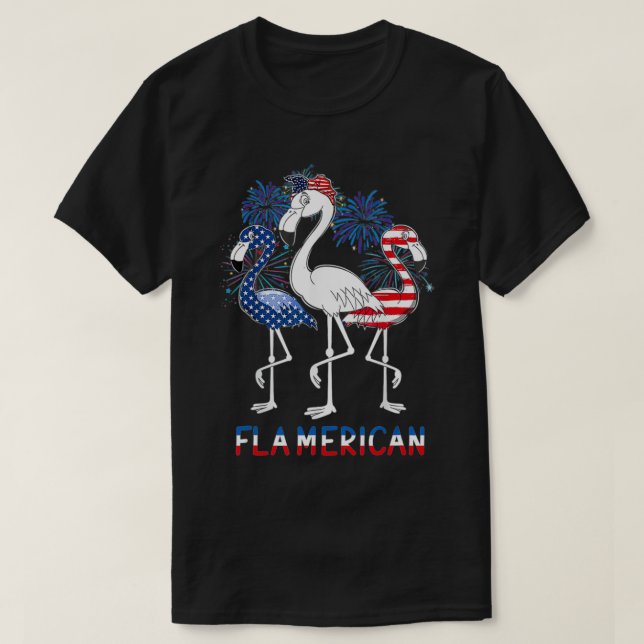 Camiseta 4 de julio Bandera estadounidense divertida llama  (Diseño del anverso)