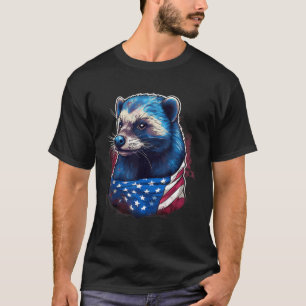 Camiseta 4 De Julio Bandera Estadounidense Honey Badger