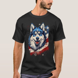 Camiseta 4 De Julio Bandera Estadounidense Perro Alaskan Ma