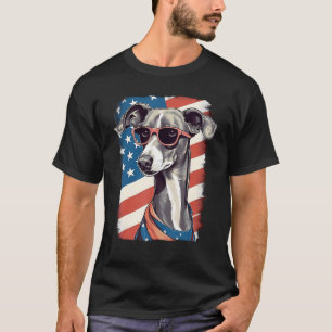 Camiseta 4 De Julio Bandera Estadounidense Perro Greyhound 