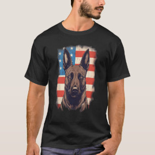 Camiseta 4 De Julio Bandera Estadounidense Perro Malinois B
