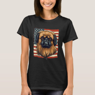 Camiseta 4 De Julio Bandera Estadounidense Perro Pekingese