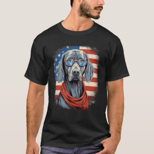 Camiseta 4 De Julio Bandera Estadounidense Weimaraner Dog