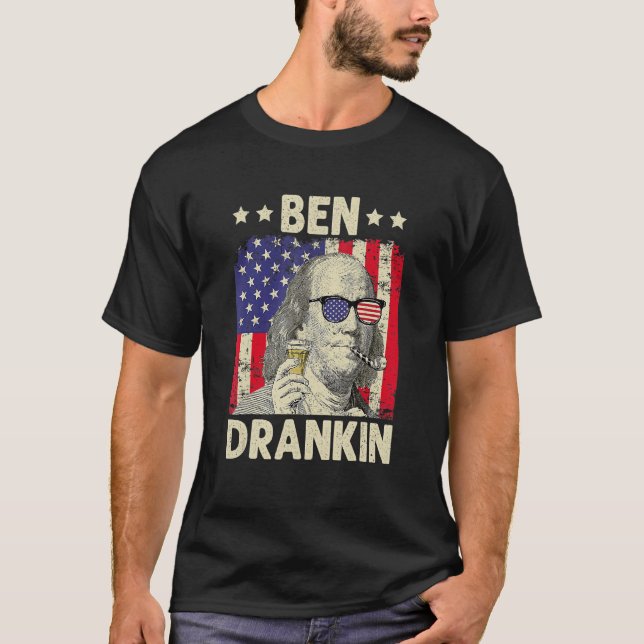 Camiseta 4 De Julio Beber El Día De La Independencia De Ben (Anverso)
