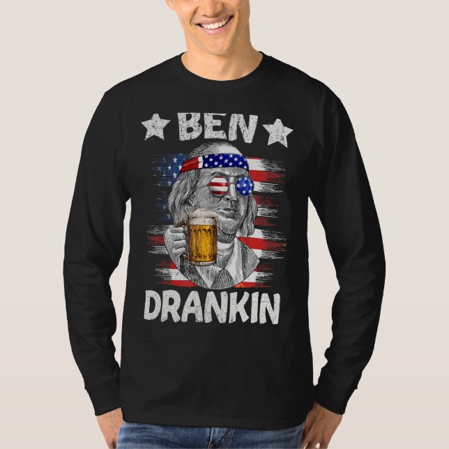Camiseta 4 De Julio Ben Drankin Beber Cerveza Benjamin Fra (Anverso)