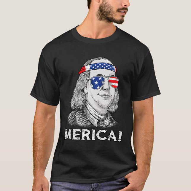Camiseta 4 De Julio Ben Franklin Merica Niños Chicas De EEU (Anverso)