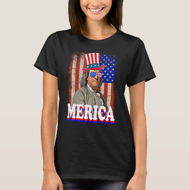 Camiseta 4 De Julio Benjamin Franklin Bandera Americana (Anverso)