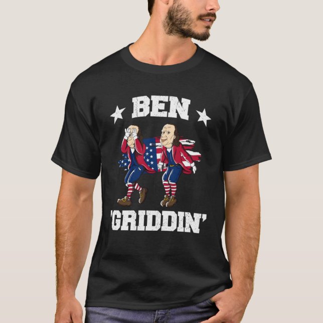 Camiseta 4 de julio Benjamin Franklin Griddy Ben Griddin (Anverso)