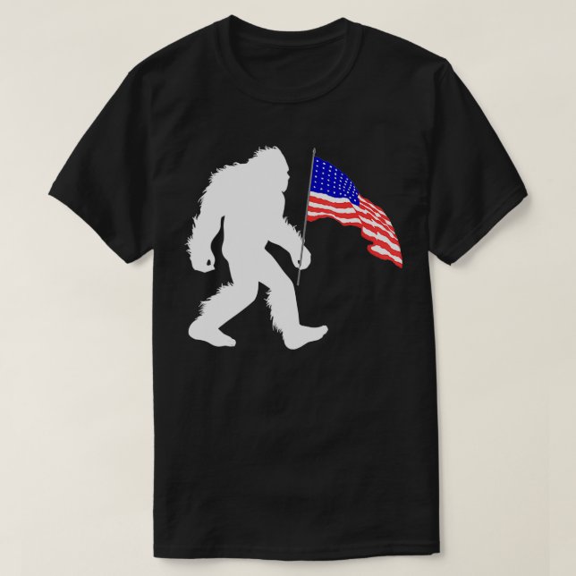 Camiseta 4 De Julio Bigfoot Sasquatch Holding American Fla (Diseño del anverso)