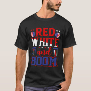 Camiseta 4 de julio: Blanco Rojo y Boom