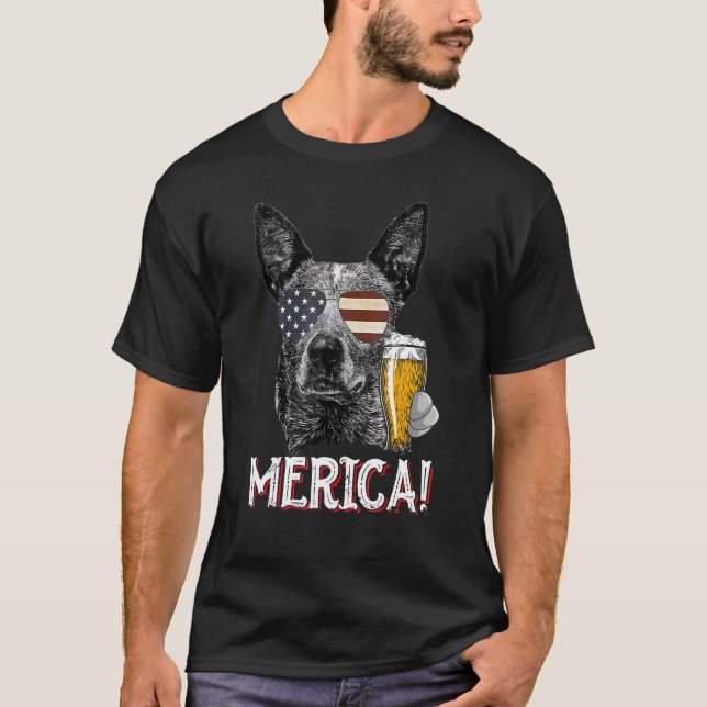 Camiseta 4 de julio Blue Heeler Dog Merica Patriotic Eeuu F (Anverso)