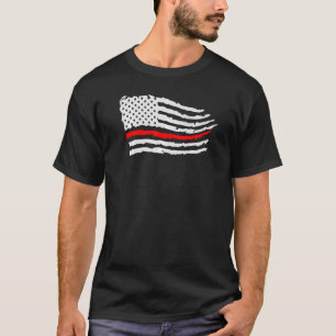 Camiseta 4 De Julio Bombero Bandera Estadounidense Delante 