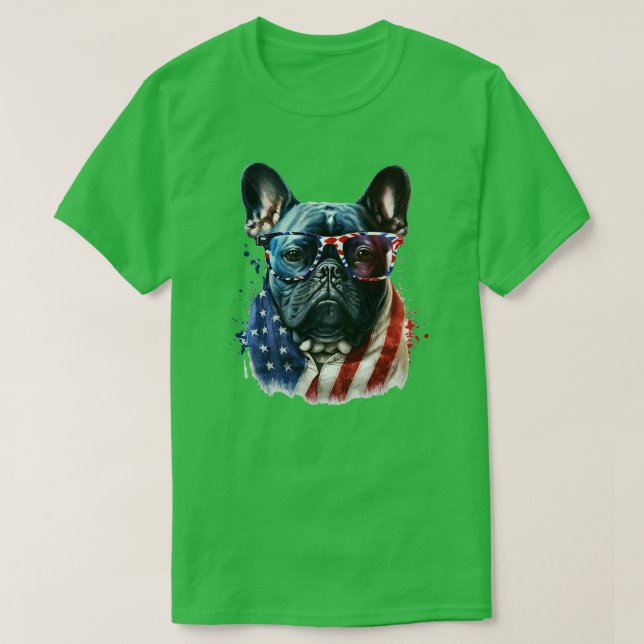 Camiseta 4 de julio, Bulldog francés (Diseño del anverso)