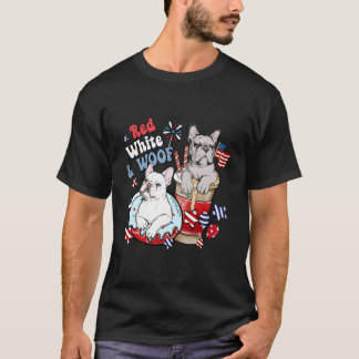 Camiseta 4 De Julio Bulldog Francés Francés Rojo Blanco Y