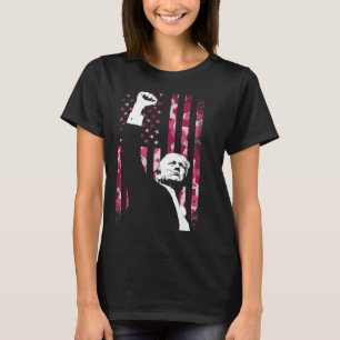 Camiseta 4 De Julio Camuflaje Rosa De Camo Pelea Con La Ban