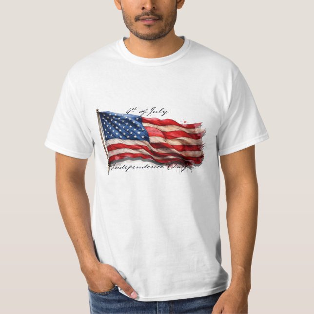 Camiseta 4 de julio - Celebrar con la bandera de los Estado (Anverso)