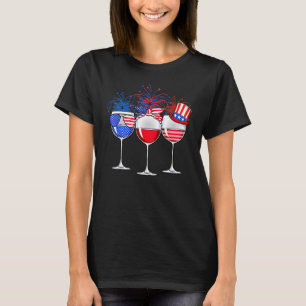 Camiseta 4 De Julio Chicas De Vino Rojo Y Bebidas Azules
