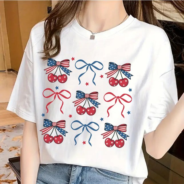 Camiseta 4 de julio Coquette Bow Shirt, Patriotic USA Tee (4th of July shirt, coquette bow shirt, patriotic shirt, USA flag shirt, America shirt, birthday gift)