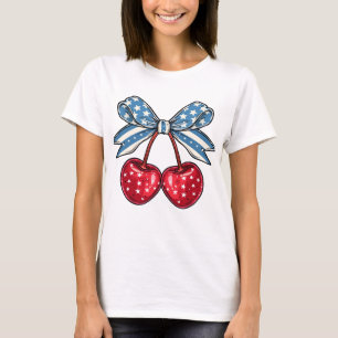 Camiseta 4 de julio Coquette Cherry Bow