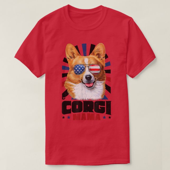 Camiseta 4 De Julio Corgi Mama (Diseño del anverso)