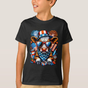 Camiseta 4 De Julio Cow Heifer Patriotic Cow Farmer