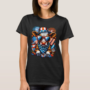 Camiseta 4 De Julio Cow Heifer Patriotic Cow Farmer