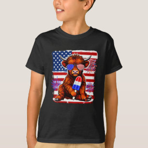 Camiseta 4 De Julio Cow Popsicle Firework Estados Unidos