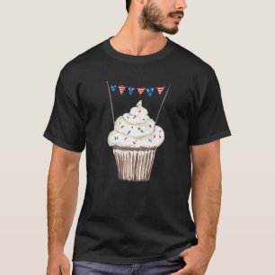 Camiseta 4 De Julio Cupcake Us Flaged Watercolor Pintado
