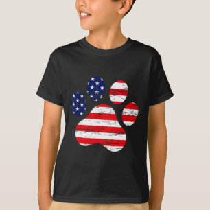Camiseta 4 De Julio Cute Dog Paw Infierno De La Bandera Est