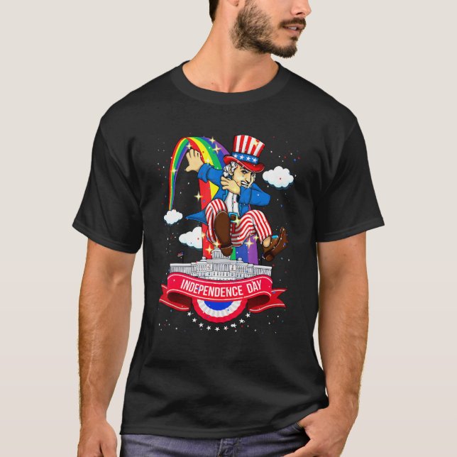 Camiseta 4 De Julio Dabbing Uncle Sam Usa Flag Adolescentes (Anverso)